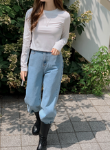 Basic Crop Long Sleeve T-shirt (3color)