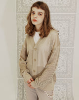 WAFFLE FISHNET CARDIGAN BEIGE (6691444588662)