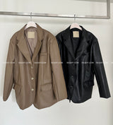 leather oversized-fit blazer jacket