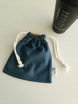 Two tone string pouch - teal blue M