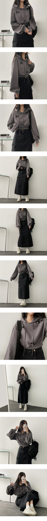 Bien Love Ribbon Cropped Hoodie