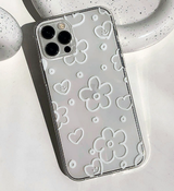 フラワーホワイトラインフォーンケース / Flower White Heart Line Phone Case