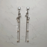 Ribbon and Crystal Drops Piercing - Silver
