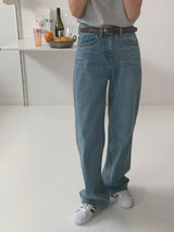 Mention napping light blue wide winter denim pants