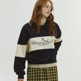 COLOR BLOCK COLLAR SWEATSHIRT_NAVY