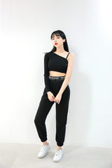 チェーンオフショルダークロップT/TOP(7002) Chain Off Shoulder Crop Tee