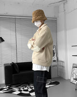 レザーパッチセミジップアップ/MT leather patch semi zip-up (3 colors)