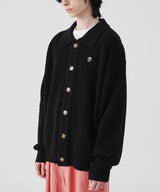 RELAXED KNIT  COLLAR CARDIGON (BLACK)