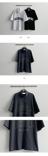 リッチセミジップアップショートスリーブTシャツ/Rich semi zip-up short-sleeved T-shirt