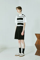 MOCK NECK HALF STRIPE KNIT T-SHIRT (6554118226038)