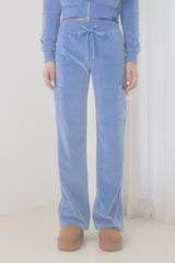 VELVET TRAINING BOOTS CUT PANTS (BLUE)