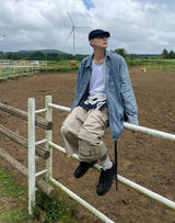 No.0344 washed denim over SHIRT