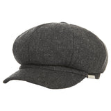 Bold metal tip wool herringbone newsboy cap charcoal