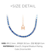 ブルーミニテニスネックレス/[S925] Blue Mini Tennis Necklace (rosegold)