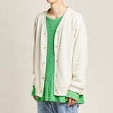 Vネックワッフルカーディガン/DAMP V-NECK WAFFLE CARDIGAN_IVORY