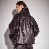 レザージップアップジャンパー / Leather zip-up jumper brown