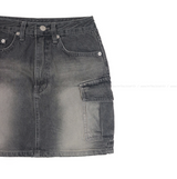 Gray cargo denim mini skirt