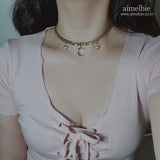 Moon and Star Bold Chain Choker - Gold