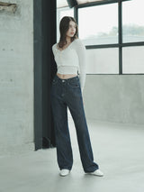 ワイドリネンデニムパンツ / W67 WIDE LINEN DENIM PANTS_MEDIUM BLUE