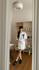 Balletcore Ribbon Loose Fit Short Sleeve Tee