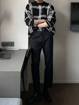 ブレークチェッカードオーバーサイズフィットラウンドニットウェア / Blake Checkered Oversized Fit Round Knitwear (3 colors)