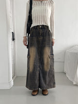 Parform Remedy Washing Long Denim Skirt