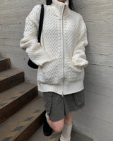 (Unisex) ヘイジーニットジップアップ