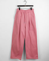 Twee pintuck two-way banding long wide jogger pants