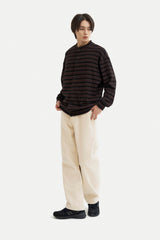 クレムカラーレスカーディガンシャツ/Creme collarless cardigan shirt C6 Brown&Black