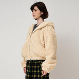 SHEARLING HOOD JUMPER, CUSTARD