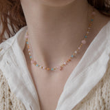 パステルシュガーキャンディーボールチェーンネックレス/Pastel sugar candy ball chain necklace