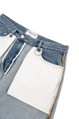 Reverse medium blue denim pants