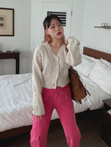 ブロック ニット カーディガン / Block knit cardigan (3color)