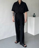 リネンベルトワイドスラックス / ECT linen belt wide slacks (4 colors)