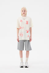 ドゥードゥルチェリーハーフレングスバンディングパンツ / DOODLE CHERRY HALF LENGTH BANDING PANTS [MELANGE GRAY]