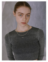 Mini Pleated Ribbon Necklace (Antique Silver)