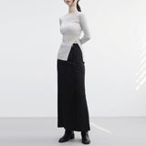 Ash long D belt skirt