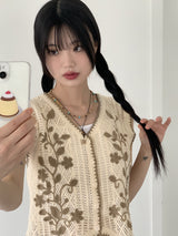 ハコビンテージレイヤードノースリーブカーディガン / Hako Vintage Layered Sleeveless Cardigan