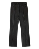 Faux-Leather Slit Trousers _ Black