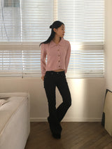 Habe low-rise slab cotton bootcut pants