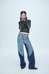 ハイパー ブラッシュ ウォッシング ワイド デニムパンツ / Hyper Brush Washing Wide Denim Pants Blue