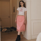 サテンレースミディスカート /Satin Lace midi skirt [3 Color]