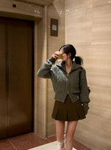 [BELLIDE MADE] Signal two-way twisted knit zip-up
