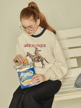 Cowboy Graphic Sweatshirt (Ivory&Navy) (6643896549494)
