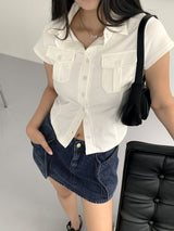 Syots Slim Fit Collar Cotton Pocket Short Sleeve Shirt