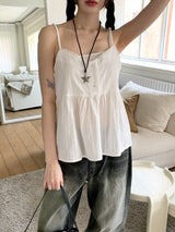 Keobing vintage V-neck buttoned lace strap adjustable sleeveless