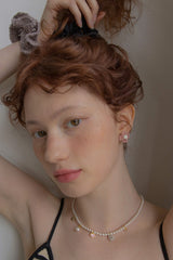 ビンテージニットフラワーピアス/Vintage knit flower earring (Indi pink)