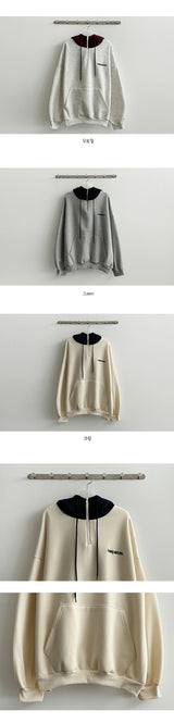 [Fleece] Eden Embroidered Color Coloring Half Zip-Up Hoodie