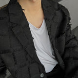 Pleddy Fringe Check Blazer (2color)