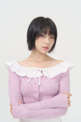 FRILL CROP CARDIGAN (LAVENDER)